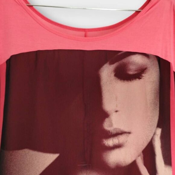 Lane Bryant Womens Tshirt Sz 18 Jet Setter Graphic Coral Sleeveless Scoop Y2K - Picture 3 of 12